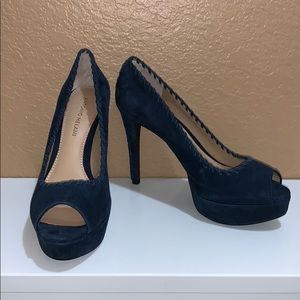 Antonio Melani navy blue leather stilettos